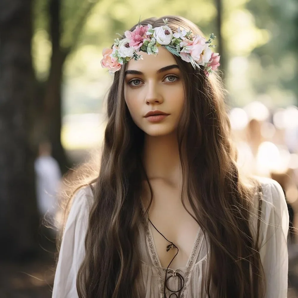 Bridal Flower Crown Floral Headpiece Wedding Party Headband Adjustable